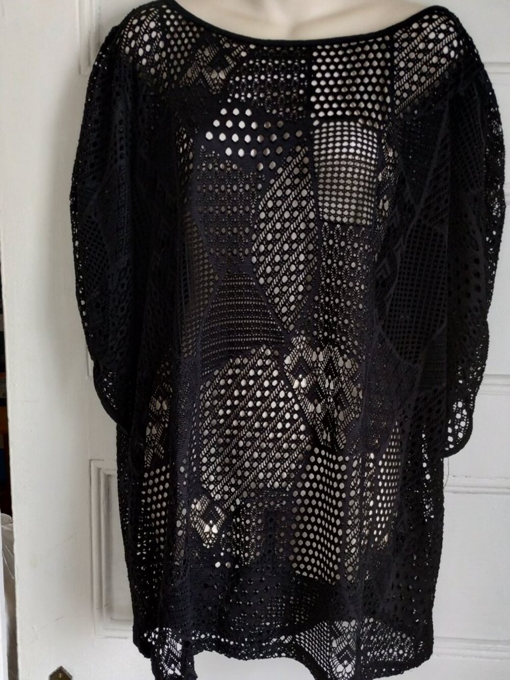 Black Crochet Swim Coverup Tunic